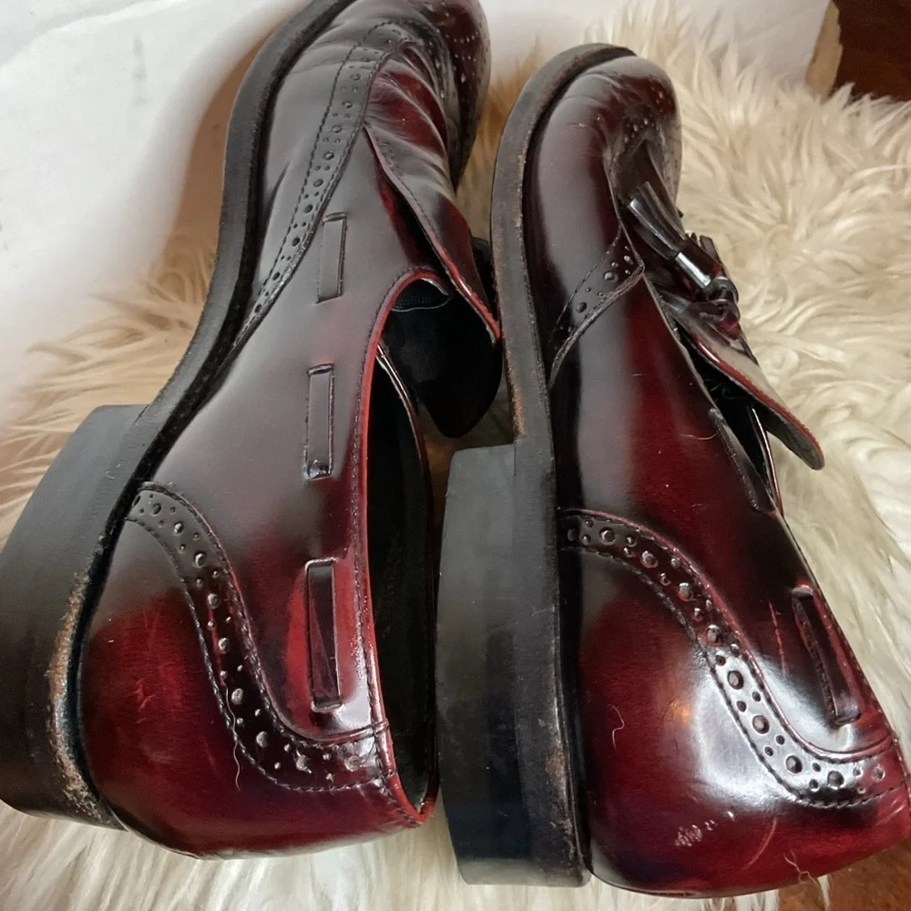 Jarman Men's Burgundy Leather Tasseled loafers 9.5 D